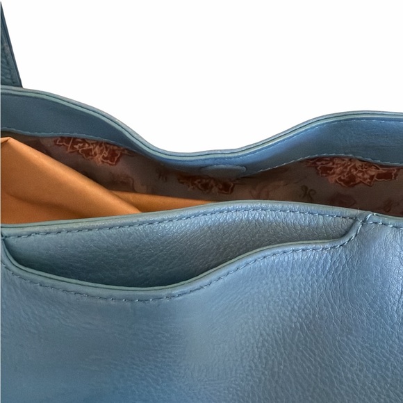 HOBO Kingston Pebbled Leather Convertible Tote Bag Blue Slouchy Hobo Purse - Picture 10 of 15